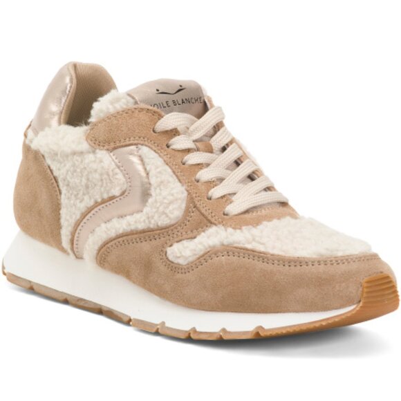 VOILE BLANCHE Suede Julia Sneakers with Shearling Detail - Picture 1 of 3
